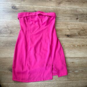 Hot pink strapless mini dress